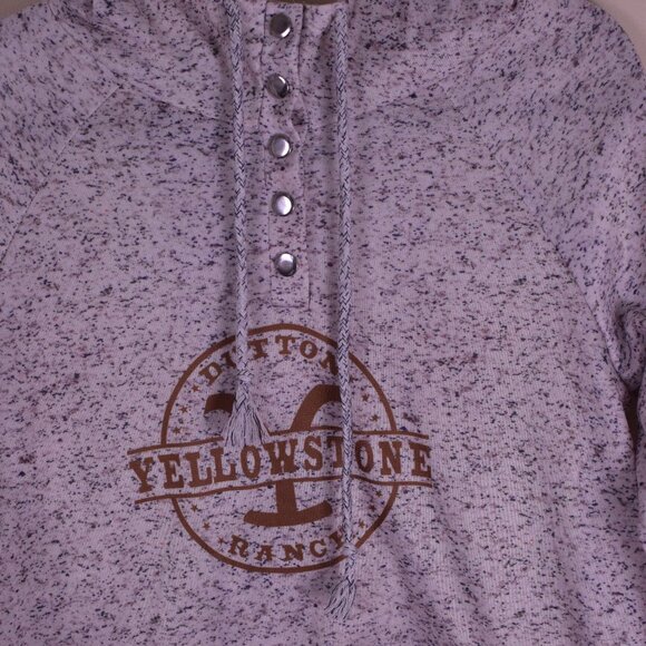 Women’s Yellowstone Dutton Ranch Hooded Sweatshirt Brown Beige & Gray - Size M - Picture 2 of 4